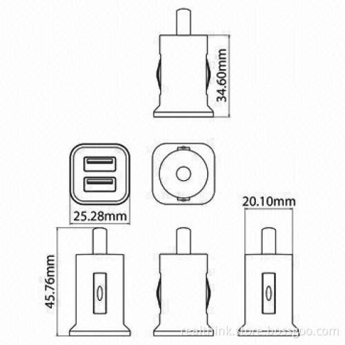 Maximum 3,100mA Car Charger for iPhone, iPad and USB Devices